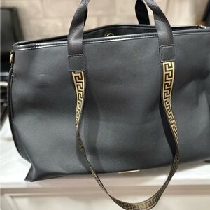 Versace Parfums Black and Gold Tote Bag
